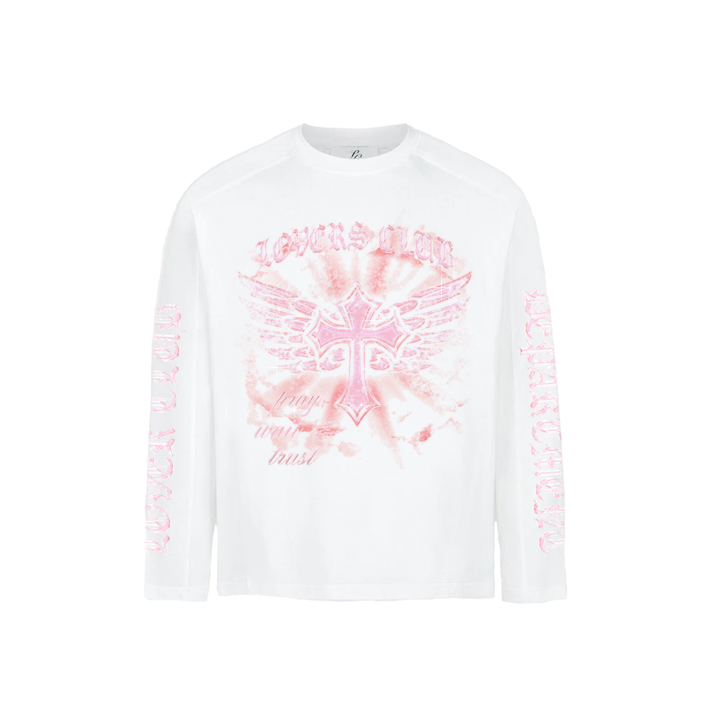 WHITE-PINK FAITH LONG SLEEVE