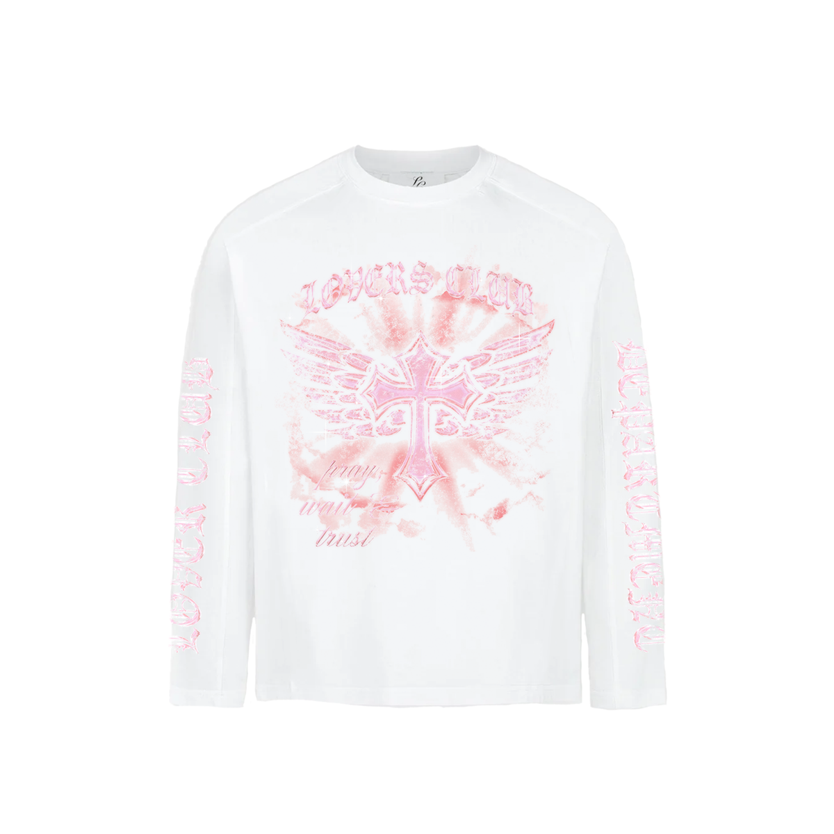 WHITE-PINK FAITH LONG SLEEVE